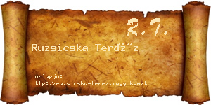 Ruzsicska Teréz névjegykártya